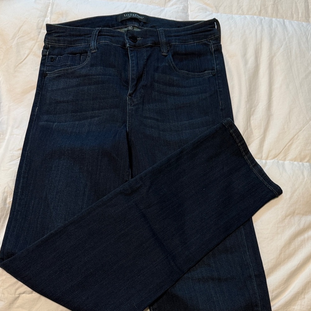 Liverpool Dark Indigo Straight Leg Jeans - Deep Blue Wash